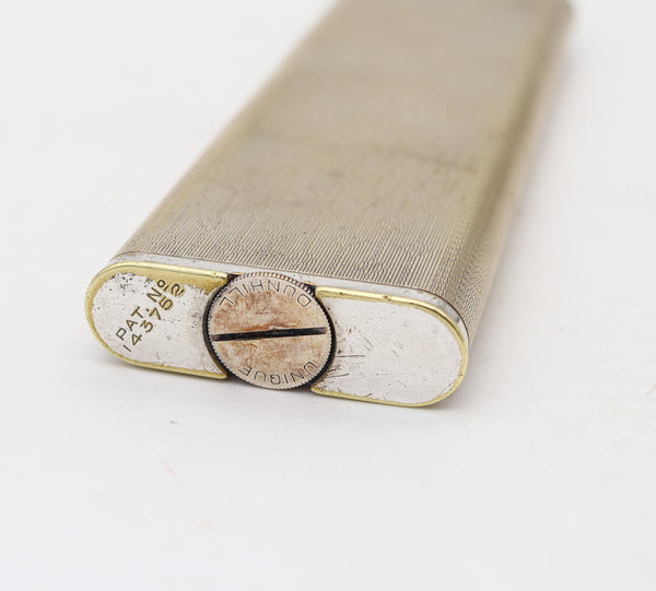 ALFRED DUNHILL 1928 Art-Deco Unique Single Arm Tall Club Lighter In Gilt Guilloche