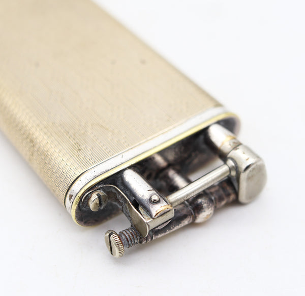 ALFRED DUNHILL 1928 Art-Deco Unique Single Arm Tall Club Lighter In Gilt Guilloche