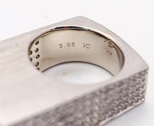 HENRICH & DENZEL Geometric Ring In 14Kt White Gold With 3.96 Cwt Diamonds