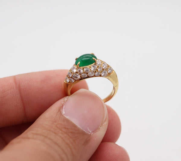 VAN CLEEF & ARPELS Cocktail Ring In 18Kt Yellow Gold 3.52 Cwt Emerald & Diamonds