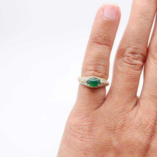 VAN CLEEF & ARPELS Cocktail Ring In 18Kt Yellow Gold 3.52 Cwt Emerald & Diamonds