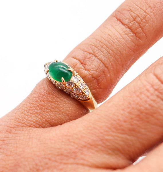 VAN CLEEF & ARPELS Cocktail Ring In 18Kt Yellow Gold 3.52 Cwt Emerald & Diamonds