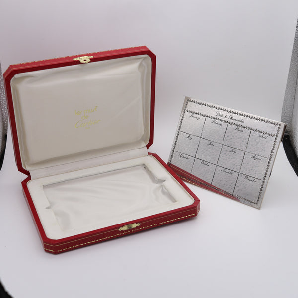 CARTIER Paris 1970 Desk Calendar For Important Dates In .925 Sterling Silver In Box