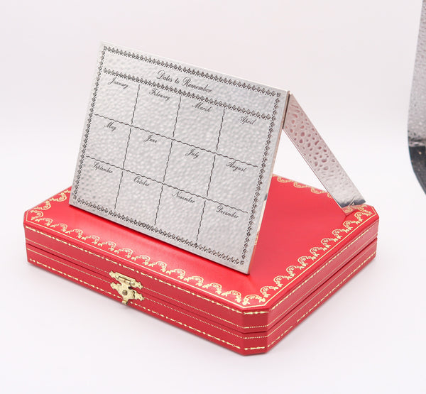 CARTIER Paris 1970 Desk Calendar For Important Dates In .925 Sterling Silver In Box