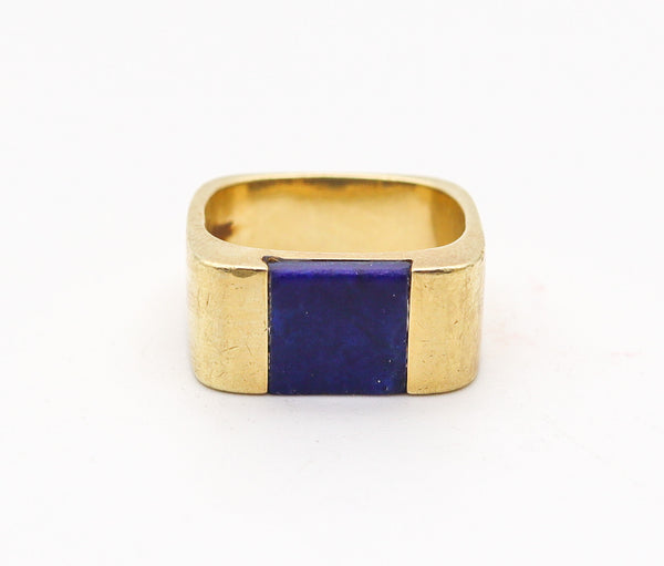 TIFFANY & CO. 1970 By Donald Claflin Geometric Ring In 18Kt Yellow Gold With Lapis