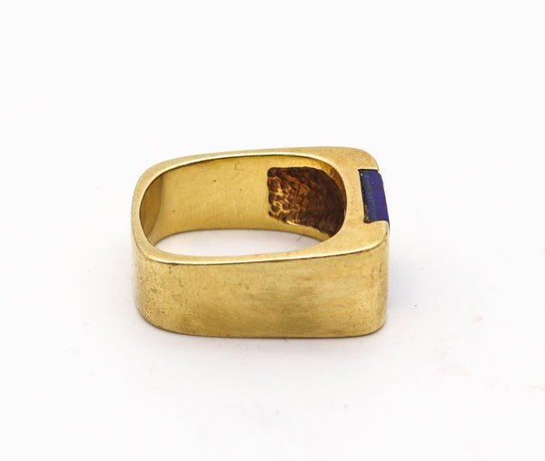 TIFFANY & CO. 1970 By Donald Claflin Geometric Ring In 18Kt Yellow Gold With Lapis