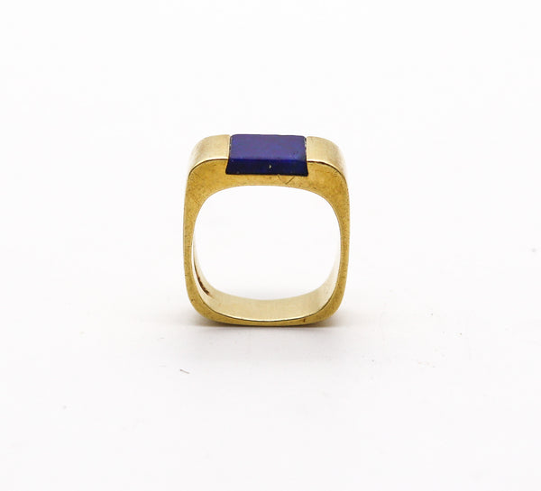TIFFANY & CO. 1970 By Donald Claflin Geometric Ring In 18Kt Yellow Gold With Lapis