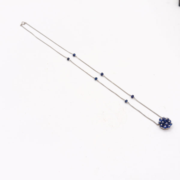 CARTIER Art-Deco 1938 Certified Necklace In Platinum With Diamonds & Sapphires