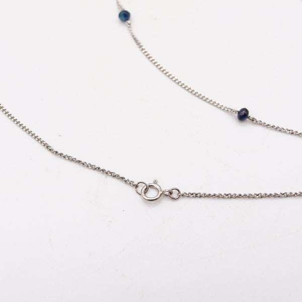 CARTIER Art-Deco 1938 Certified Necklace In Platinum With Diamonds & Sapphires