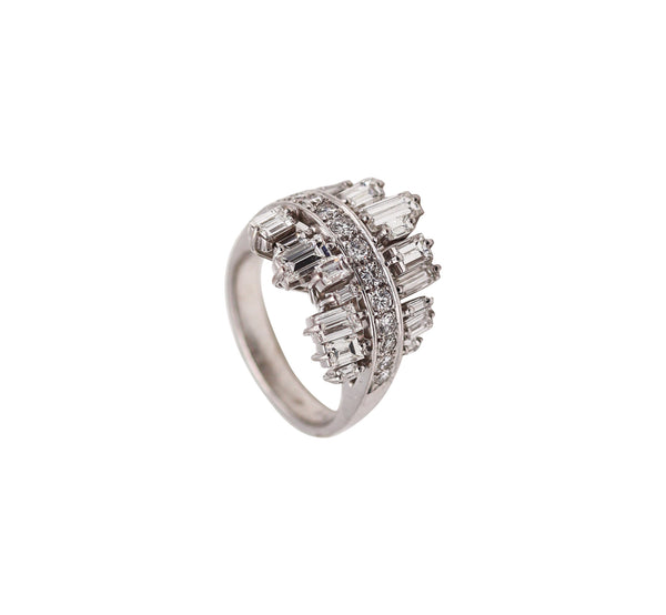 -H. Stern Cluster Cocktail Ring In 18Kt White Gold With 2.85 Ctw In Diamonds