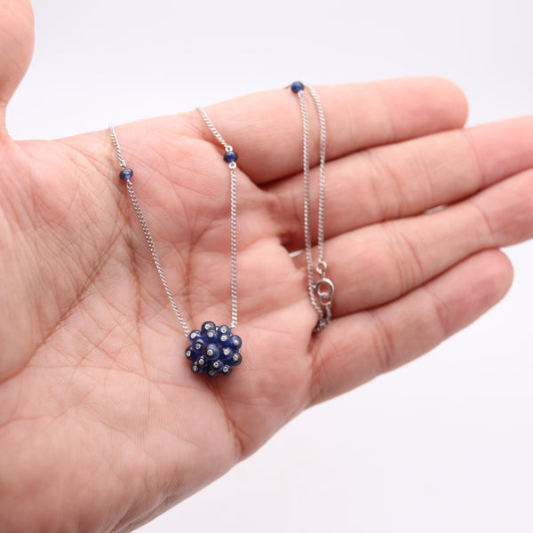 CARTIER Art-Deco 1938 Certified Necklace In Platinum With Diamonds & Sapphires