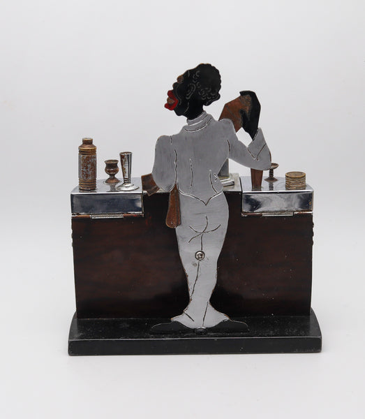 RONSON 1935 Art Deco Bartender Lighter Cigarette Dispenser Box In Steel & Lacquer