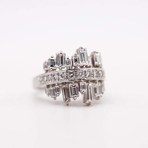 -H. Stern Cluster Cocktail Ring In 18Kt White Gold With 2.85 Ctw In Diamonds