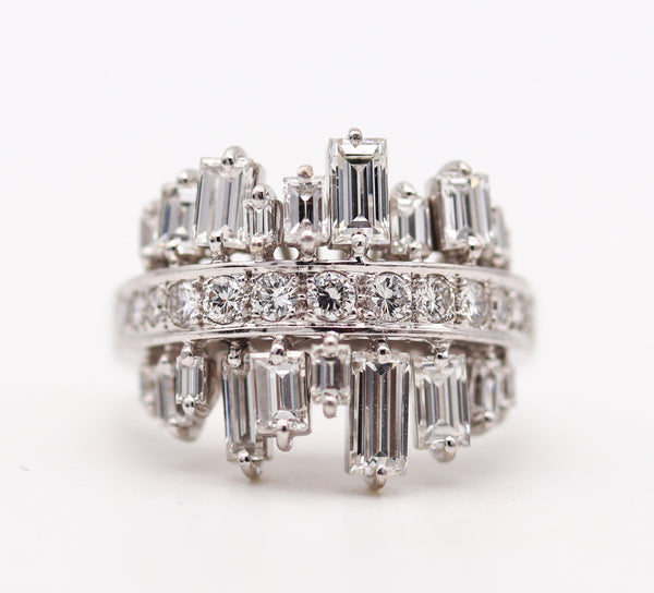 -H. Stern Cluster Cocktail Ring In 18Kt White Gold With 2.85 Ctw In Diamonds