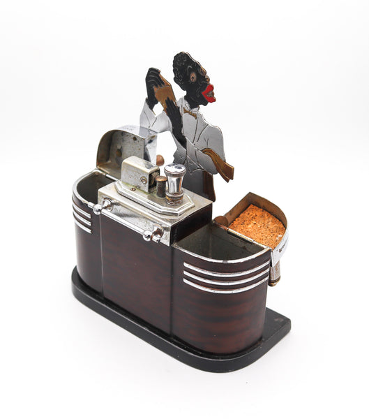 RONSON 1935 Art Deco Bartender Lighter Cigarette Dispenser Box In Steel & Lacquer