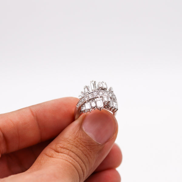 -H. Stern Cluster Cocktail Ring In 18Kt White Gold With 2.85 Ctw In Diamonds