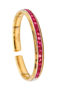 -Hemmerle Bangle Bracelet In 18Kt Gold And Platinum With 22.65 Ctw Red Rubies