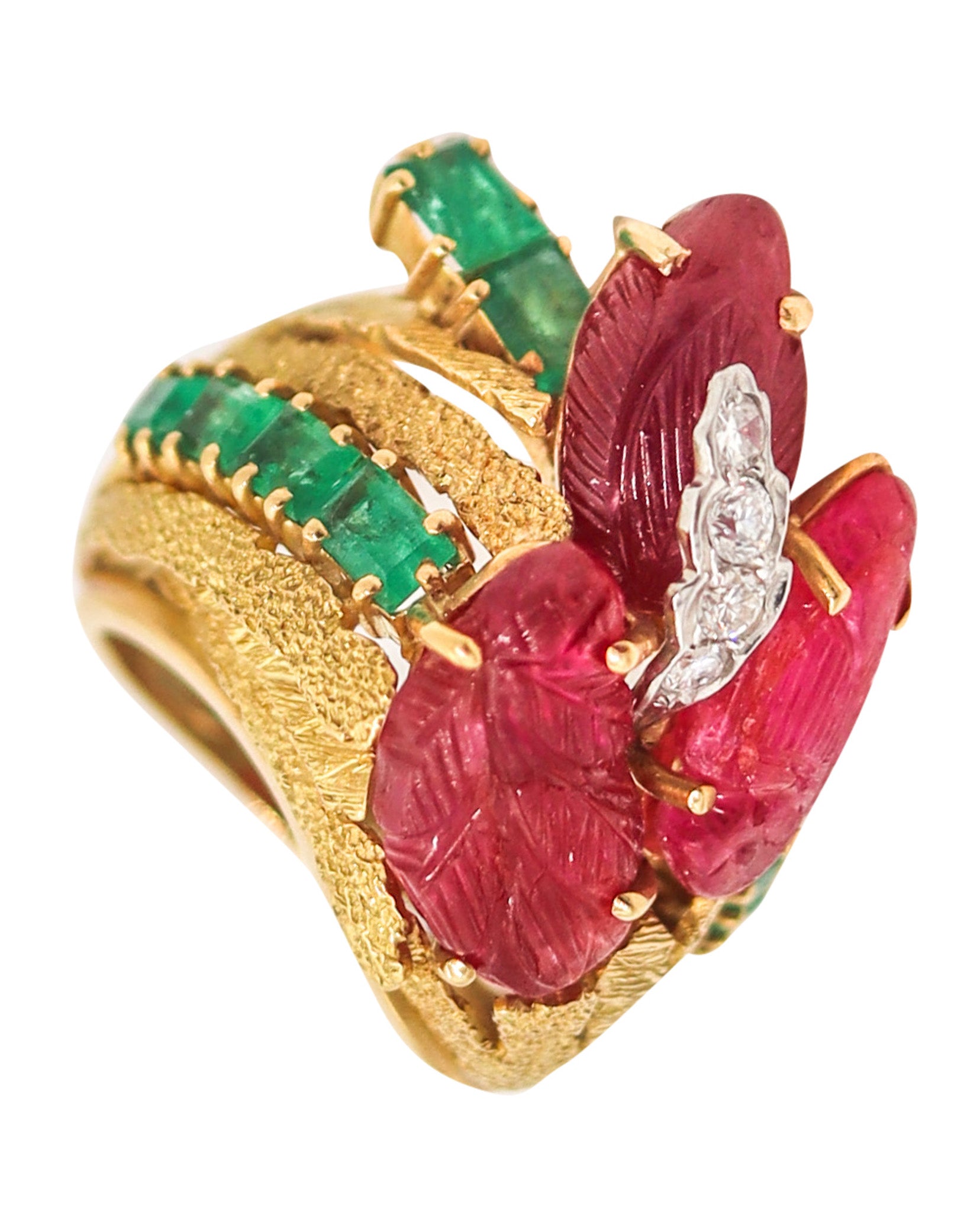 NARDI Venice 1960 Tutti-Frutti Cocktail Ring In 18Kt Gold Diamonds & Color Gemstones