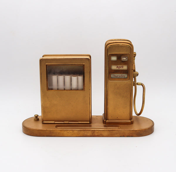 GERMANY 1930 Art Deco Gas Station Pump Cigarette Dispenser, Striker & Calendar