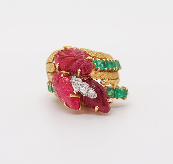 NARDI Venice 1960 Tutti-Frutti Cocktail Ring In 18Kt Gold Diamonds & Color Gemstones