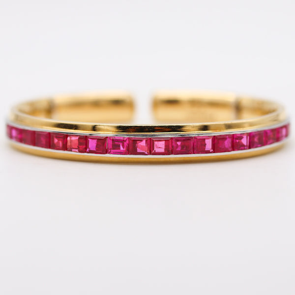 -Hemmerle Bangle Bracelet In 18Kt Gold And Platinum With 22.65 Ctw Red Rubies