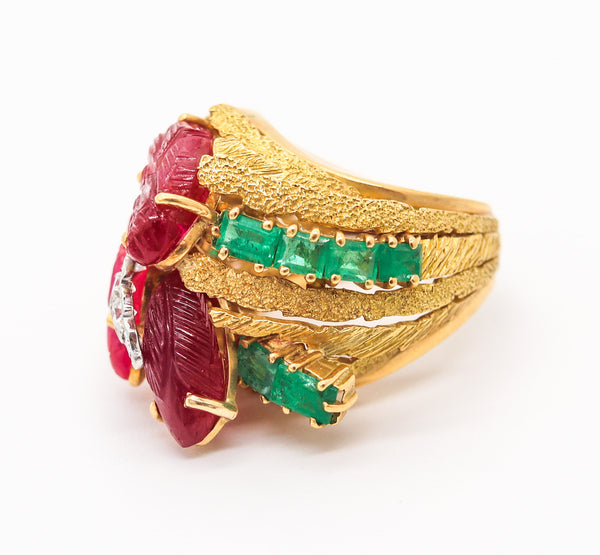 NARDI Venice 1960 Tutti-Frutti Cocktail Ring In 18Kt Gold Diamonds & Color Gemstones