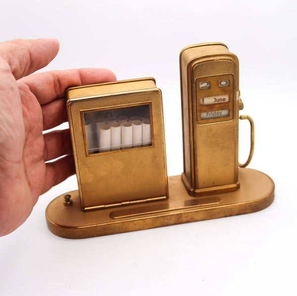 GERMANY 1930 Art Deco Gas Station Pump Cigarette Dispenser, Striker & Calendar
