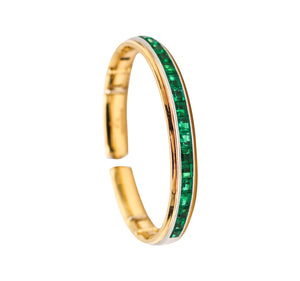 -Hemmerle Bangle Bracelet In 18Kt Gold Platinum With 16.36 Ctw Colombian Emeralds