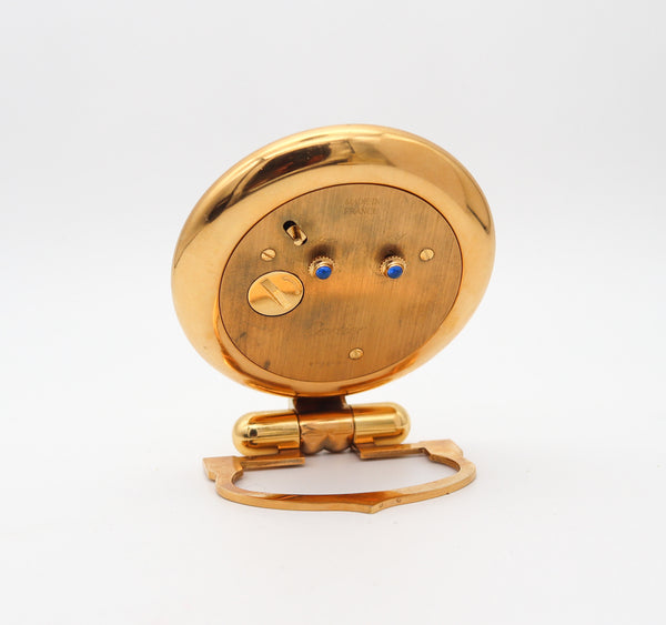 CARTIER Paris 1980 Foldable Desk Clock In 18Kt Yellow Gold Gilt Plating
