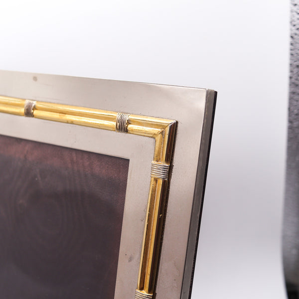 GUCCI Milano 1970 Table-Desk Picture Frame In Polished Chrome and Gilt Bronze