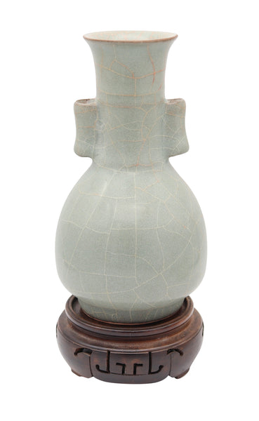 CHINA Song Dynasty 960-1279 AD Celadon Glazed Vase With Cylinder Handles