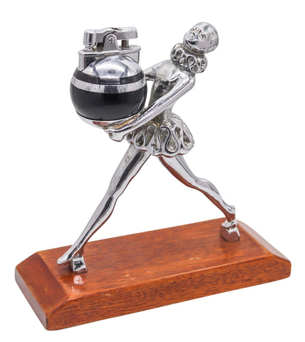 RONSON 1935 Machine Age Pudding Bearer Ballerina With Baby Ronde-Light Lighter