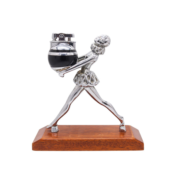 RONSON 1935 Machine Age Pudding Bearer Ballerina With Baby Ronde-Light Lighter
