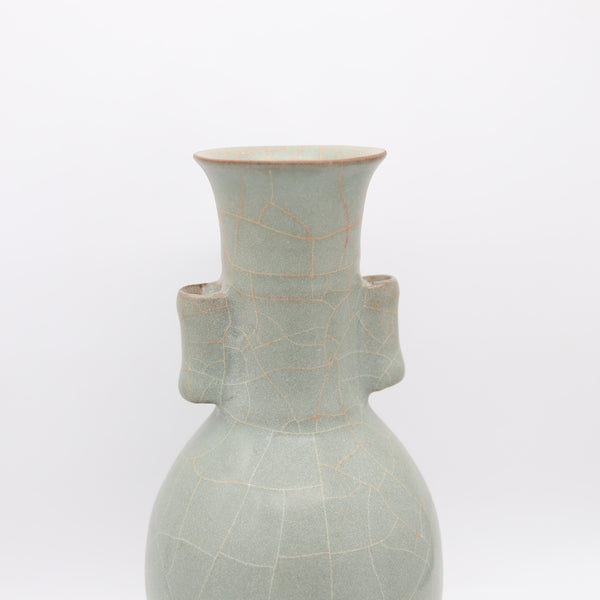CHINA Song Dynasty 960-1279 AD Celadon Glazed Vase With Cylinder Handles