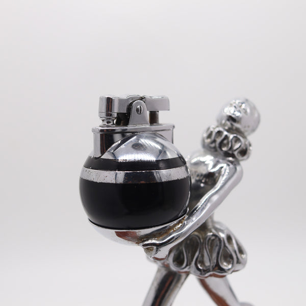 RONSON 1935 Machine Age Pudding Bearer Ballerina With Baby Ronde-Light Lighter