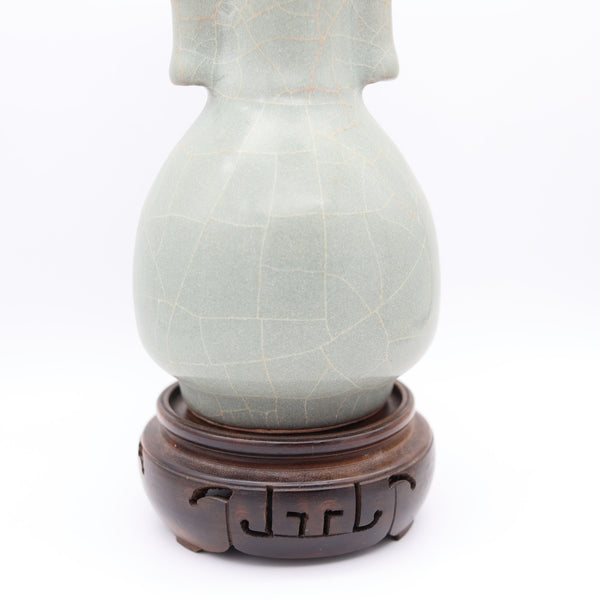 CHINA Song Dynasty 960-1279 AD Celadon Glazed Vase With Cylinder Handles
