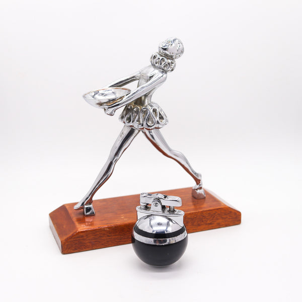 RONSON 1935 Machine Age Pudding Bearer Ballerina With Baby Ronde-Light Lighter