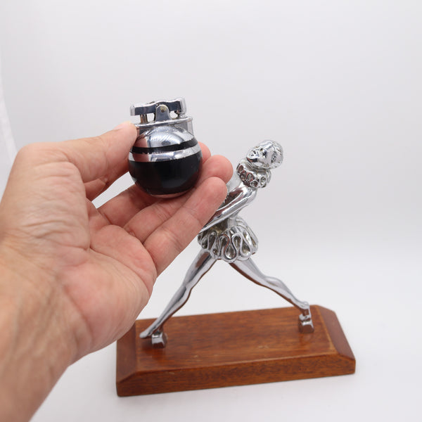 RONSON 1935 Machine Age Pudding Bearer Ballerina With Baby Ronde-Light Lighter