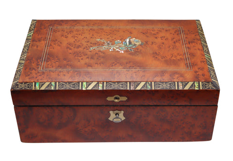 NAPOLEON III Paris 1860 Travel Foldable Writing Desk Box In Precious Woods & Abalones