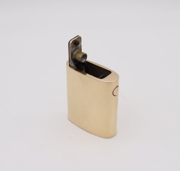 CARTIER 1950 Modernist Semi Automatic Petrol Lighter In Polished 14Kt Yellow Gold