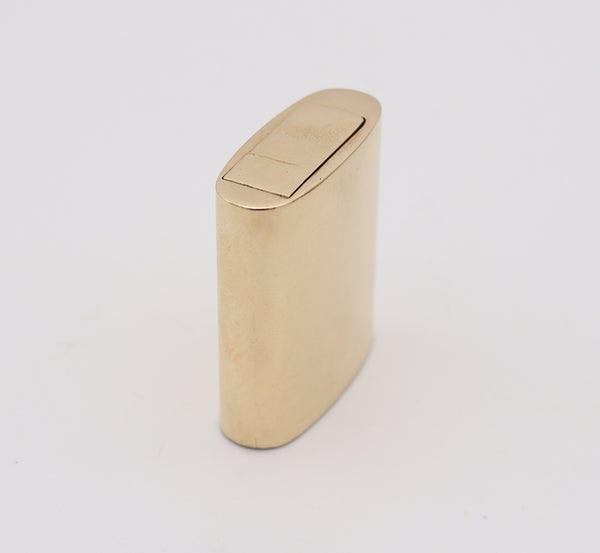 CARTIER 1950 Modernist Semi Automatic Petrol Lighter In Polished 14Kt Yellow Gold