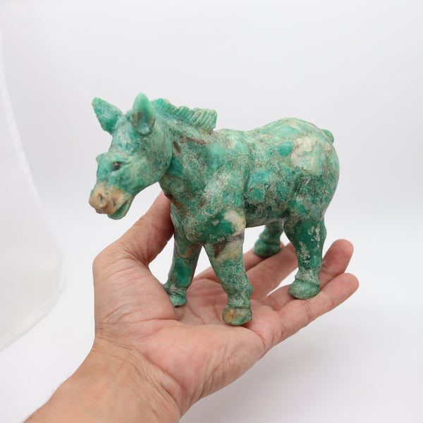 CERTIFIED 4,531 Cts Colombian Emerald Sculptural Carving Of a Horse Figure