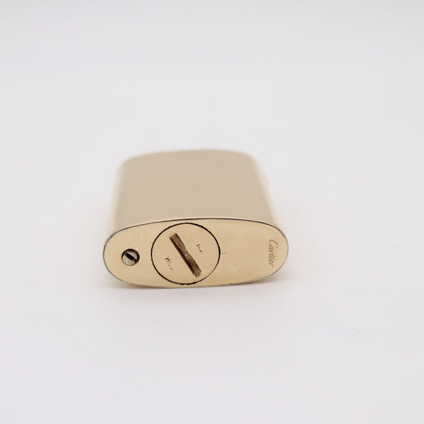 CARTIER 1950 Modernist Semi Automatic Petrol Lighter In Polished 14Kt Yellow Gold