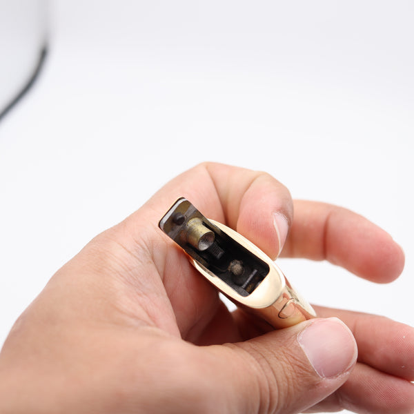 CARTIER 1950 Modernist Semi Automatic Petrol Lighter In Polished 14Kt Yellow Gold
