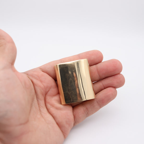 CARTIER 1950 Modernist Semi Automatic Petrol Lighter In Polished 14Kt Yellow Gold