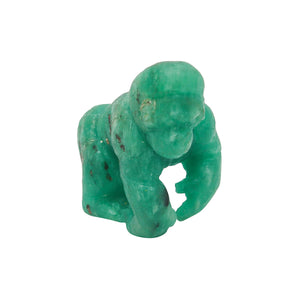 CERTIFIED 214.71 Cts Colombian Emerald Carved Gorilla Figure Sculpture