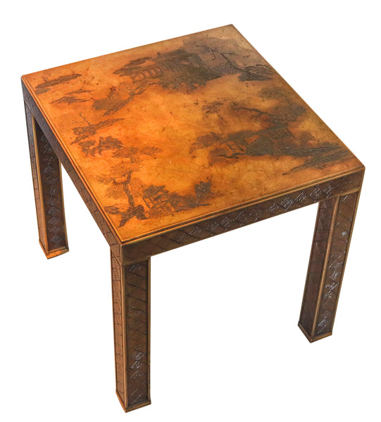 DREXEL 1970-80 Chinoiserie Side Table In Carved Wood with Aged Gilding