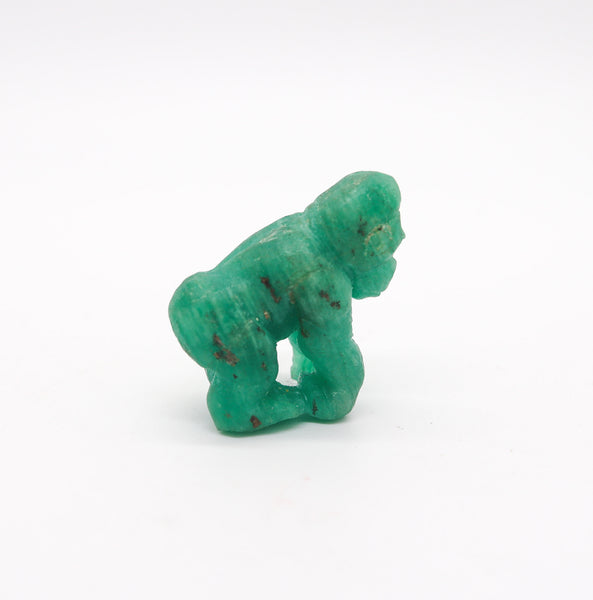 CERTIFIED 214.71 Cts Colombian Emerald Carved Gorilla Figure Sculpture