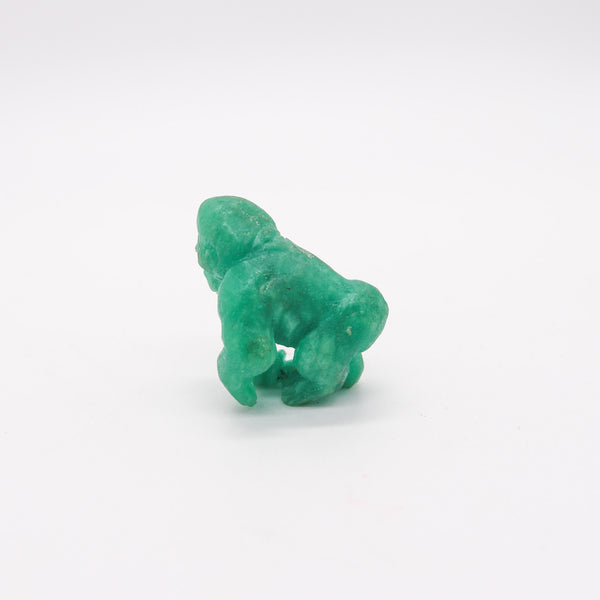 CERTIFIED 214.71 Cts Colombian Emerald Carved Gorilla Figure Sculpture