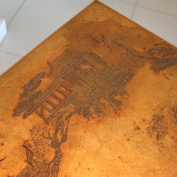 DREXEL 1970-80 Chinoiserie Side Table In Carved Wood with Aged Gilding